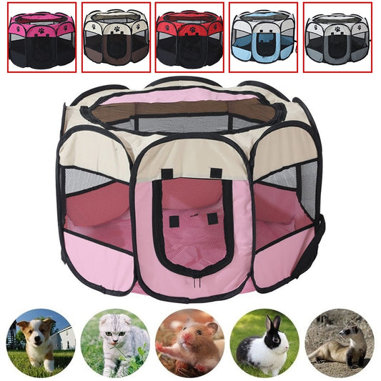 Cat Cage Foldable Portable Pet Octagonal Cage